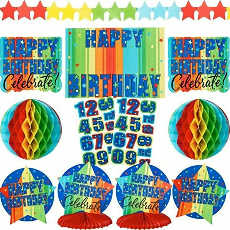 Year to Celebrate Stripe Over the Hill Birthday Party Add-an-Age Decorating Kit