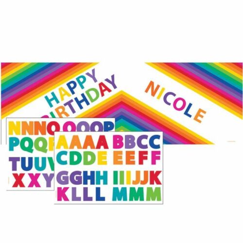 Rainbow Giant Banner w/Letter Stickers Rainbow Party Decor Supplies Decorations