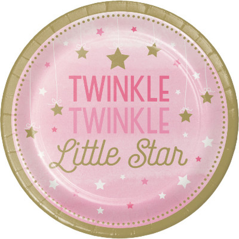 One Little Star Girl Birthday Lunch Plates